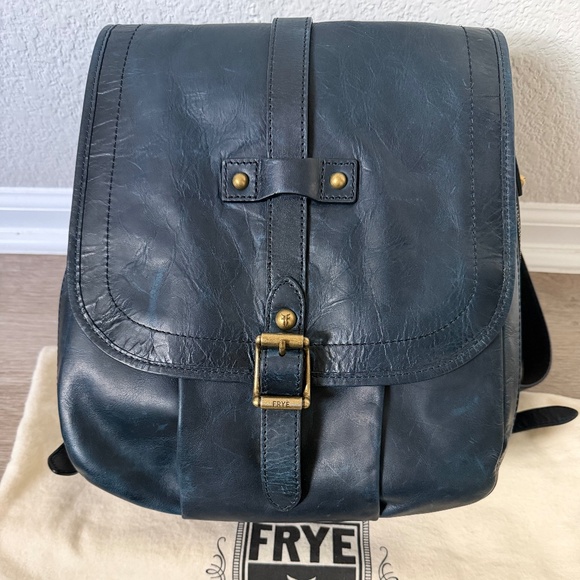 Frye Navy Leather Backpack - Picture 1 of 6
